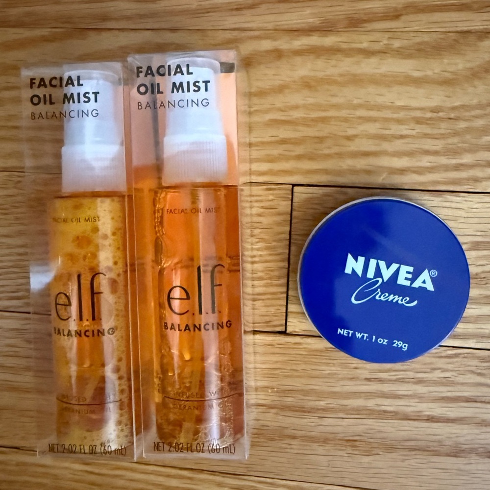 Brand new Nivea crème and 2 e.l.f. Facial oil mist